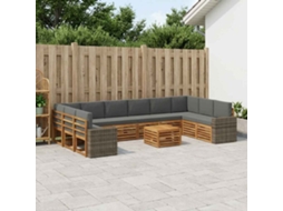Vidaxl Conjunto De Sofás Para Exterior 11 Unid. Natural E Antracite