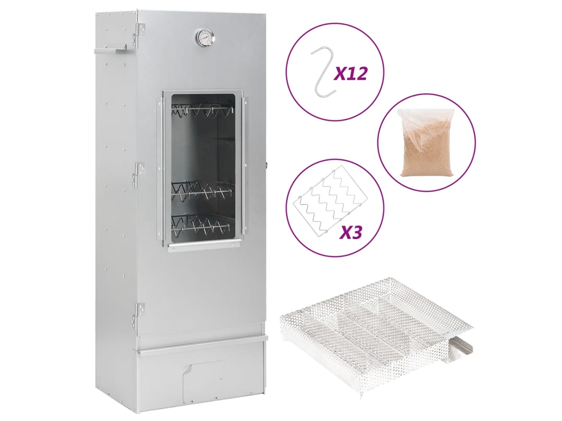 Vidaxl Defumador P/ Churrasqueira C/ Gerador Fumo Frio Aço Galvanizado
