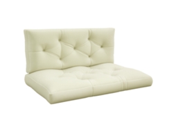 Almofada para Assento com cobertura de botões 120x80x12cm branco creme BTFORUS