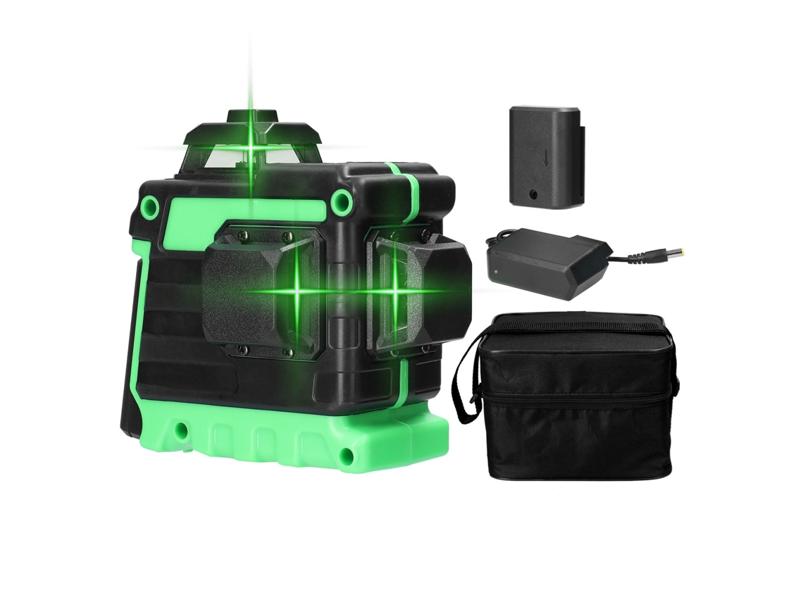 Nível Laser 12 Linhas Luz Verde 3° Auto nivelamento Bateria Recarregável Ferramenta de Nível Mini S/MARCA