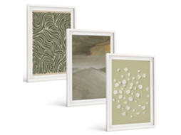 Quadros Decorativos Para Parede Padrões Abstratos De Flores Onduladas Moldura Branca Quadros Para A Sala De Estar Espelharte (3 Piezas De 40x60 Cm)