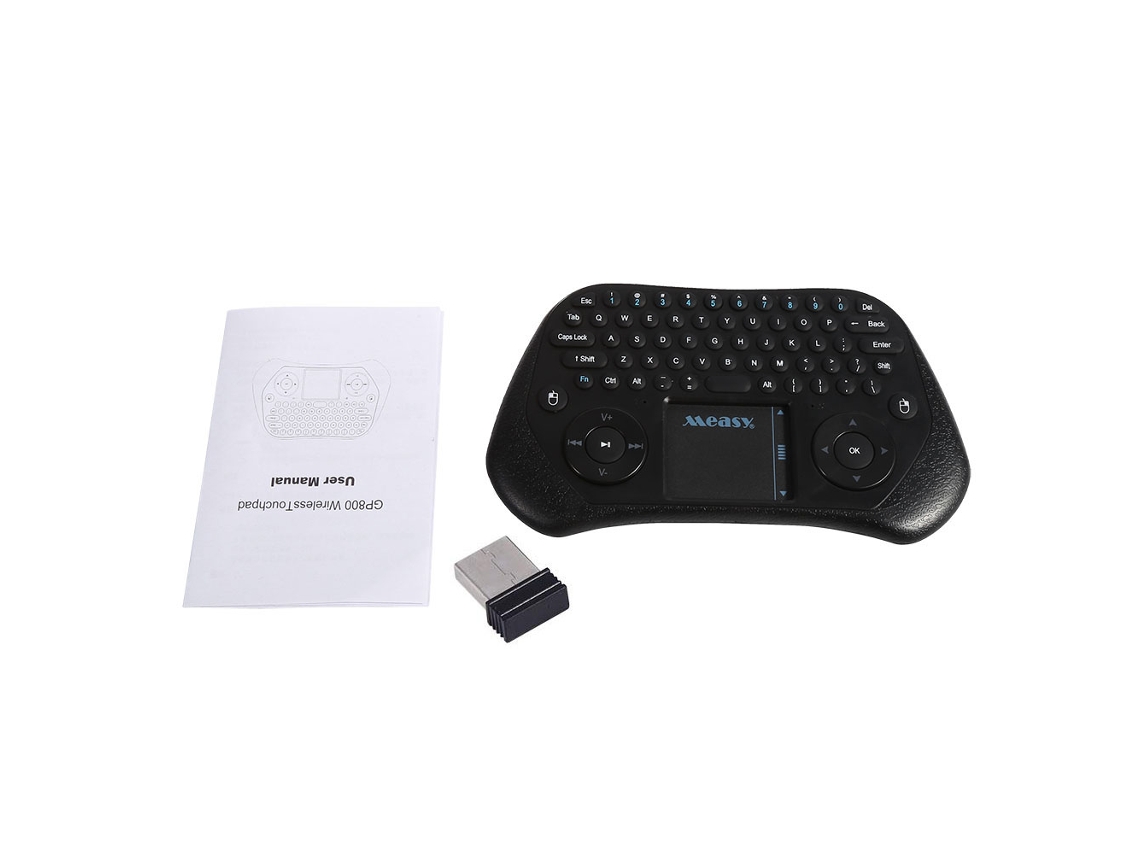 Teclado De Controle Remoto Sem Fio Measy Gp800 Com Mouse Aéreo E Touchpad 2.4ghz.