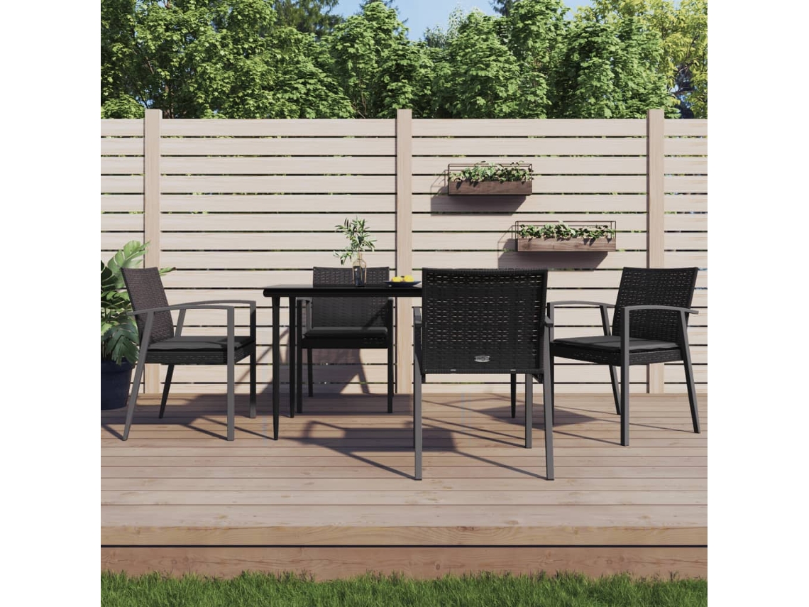 Vidaxl Cadeiras Jardim C/ Almofadões 4 Pcs 56,5x57x83 Cm Vime Pe Preto