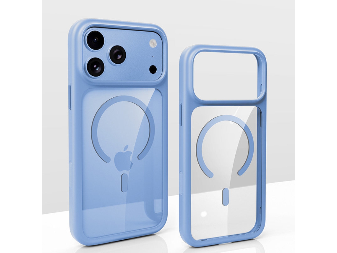 Capa Para Iphone 18 Pro Azul Celeste Transparente Magnético Spqment