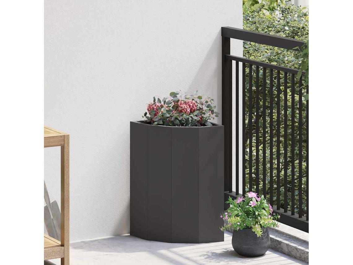 Vidaxl Vaso De Canto Preto 30 X 30 X 50 Cm Aço