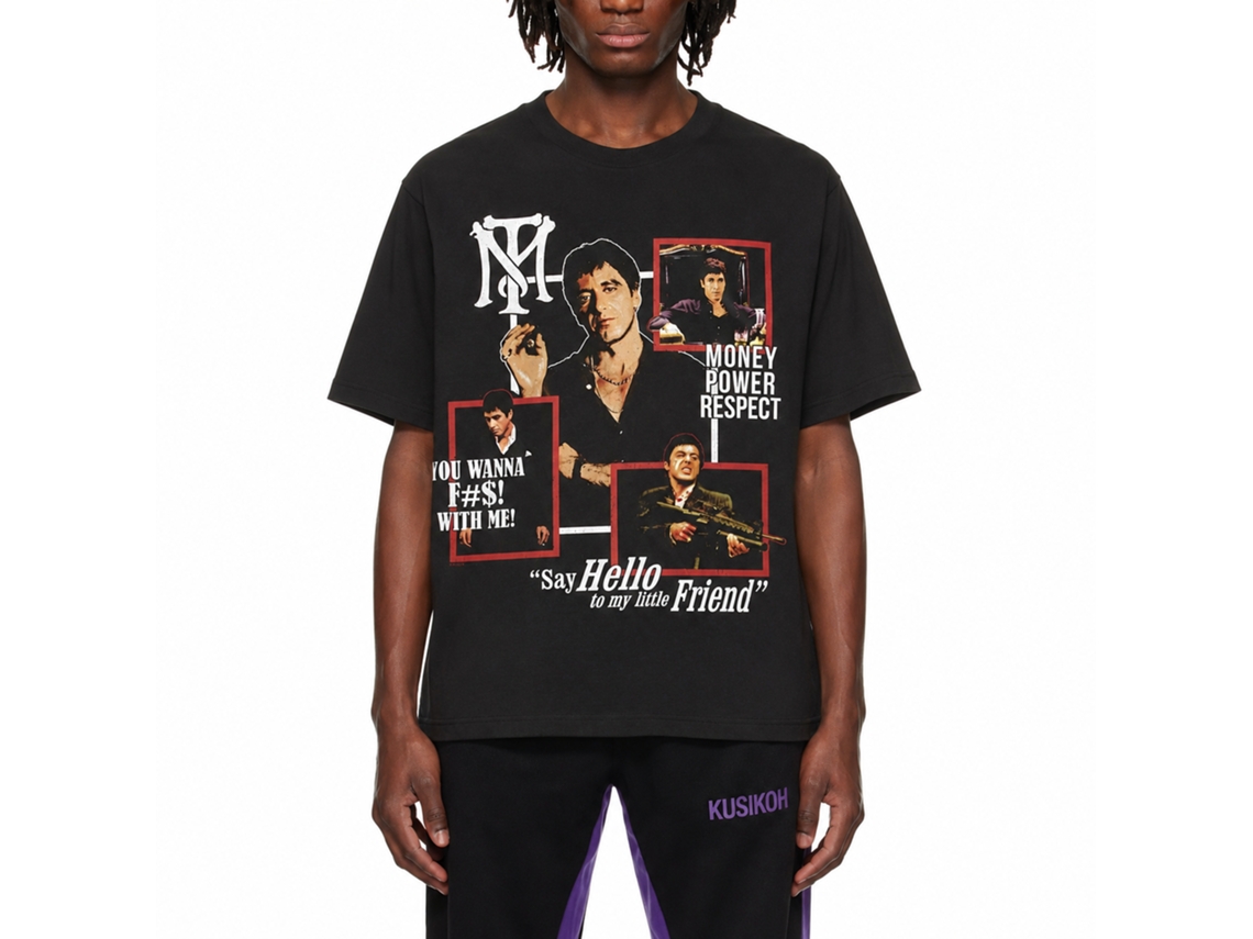 Rockinstone Scarface Movie Box Collage Black Adult T-shirt Size:xxxl