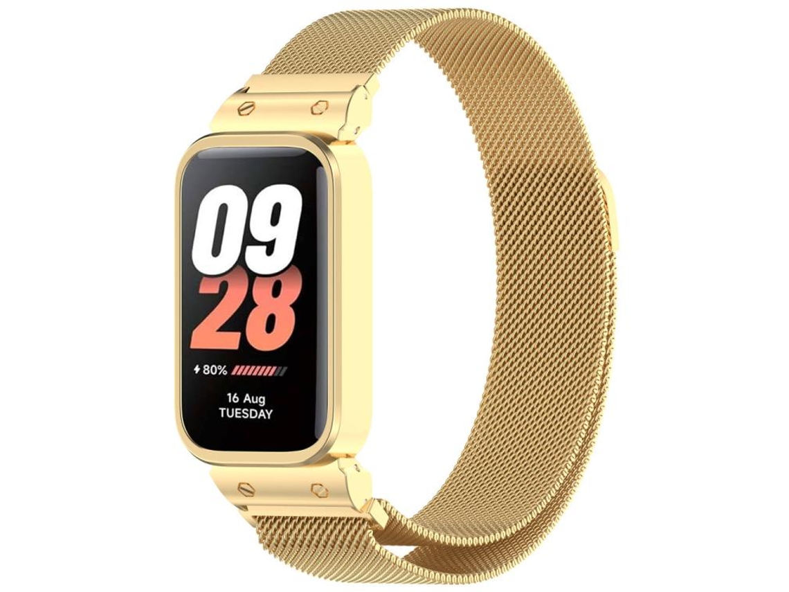 Bracelete para Redmi Band 2 / Xiaomi Smart Band 8 Milan Magnética com Moldura Dourada XIAOMOYU