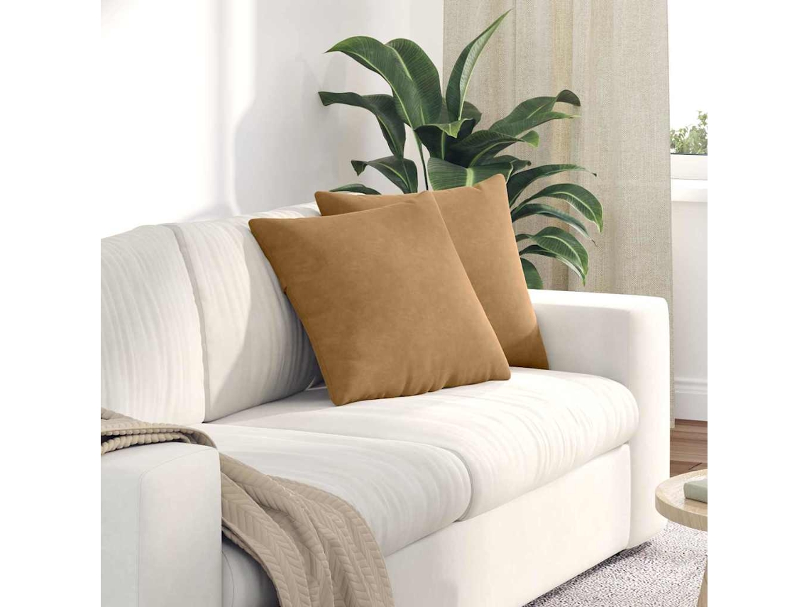 Vidaxl Travesseiros De Sofá 2 Pcs Castanho 45 X 45 Cm
