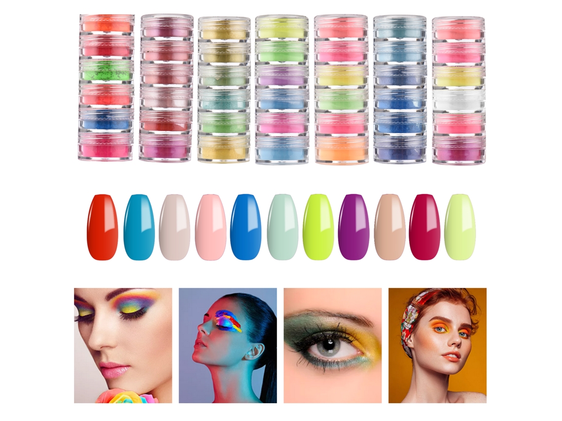 Polvo De Uñas De Imersão De 6 Cores Com Brilho Para Manicure, Necessário Lâmpada Uv/led