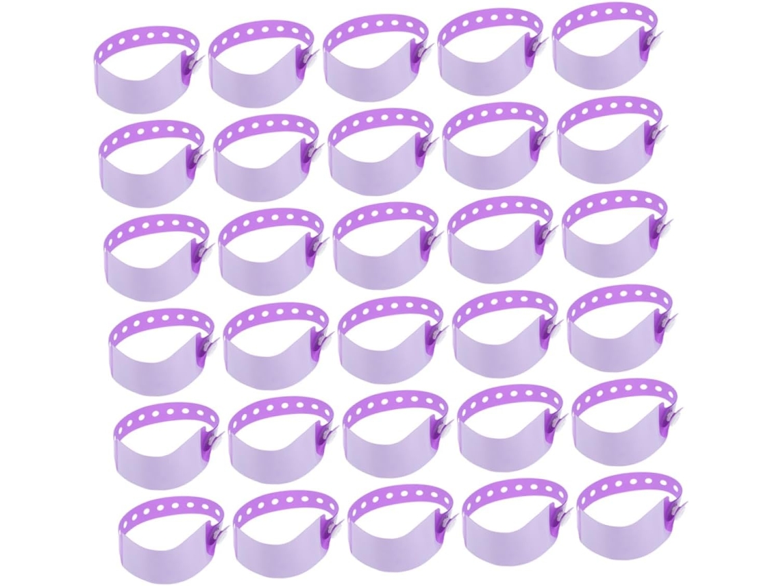Pulseiras de identificação elásticas impermeáveis Abaodam 100-Pvc para uso único em diversos parques e eventos infantis.