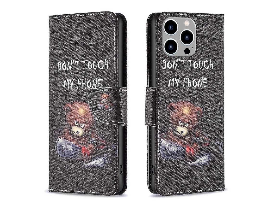 Capa De Couro Para Iphone 16 Pro Com Estampa De Desenho Colorido