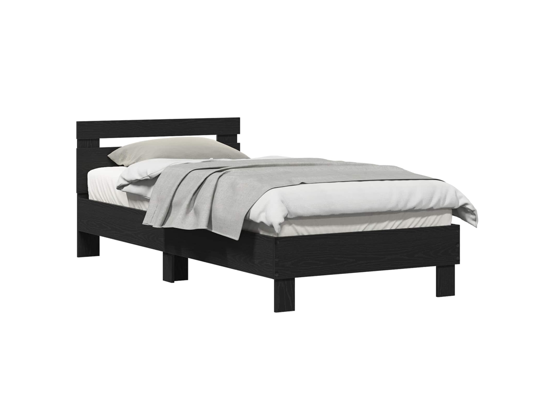 Maison Exclusive - Estrutura Da Cama Com Cabeceira Carvalho Preto 203 X 95 X 70 Cm