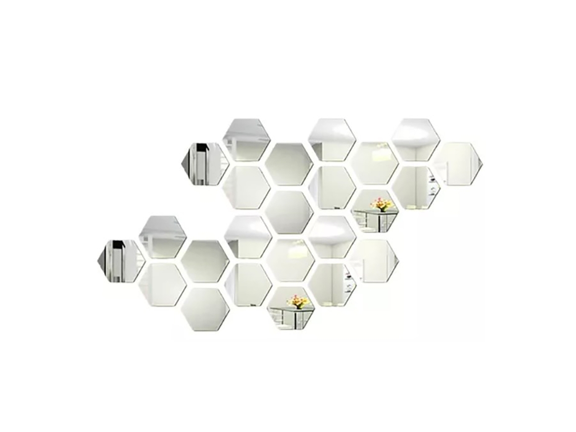 Adesivos de Espelho Hexagonais de Acrílico para Parede | S/MARCA