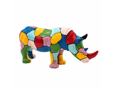 Figura Decorativa Rinoceronte L Kuathé Da Poliesina 104X26X47 Cm Multicolorida