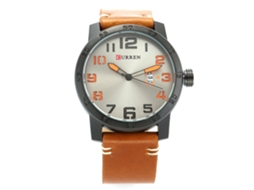 Reloj De Pulsera Cuarzo Para Hombre Estilo Fashion Impermeable Con Calendario Negro Gris Naranja
