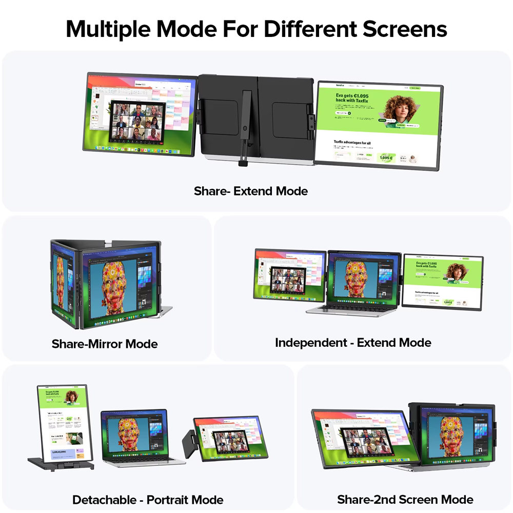 Monitor portátil triplo Uperfect de até 17,3' (14: 2240 x 1400, 300 cd/m², IPS, 1400p)