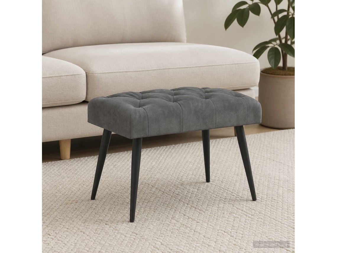 Vidaxl Banco Com Botões Estofados Cinzento-escuro 60 X 40 X 45 Cm