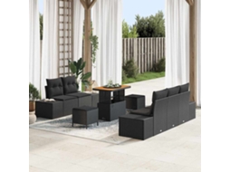 Vidaxl Conjunto De Sofá De Jardim 8 Unid. 7-número De Lugares Preto