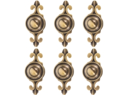 Bestyash 6-puxadores De Armário Vintage Em Latão Com Placa Acabamento, Puxadores Redondos Para Gavetas, Fácil Instalação