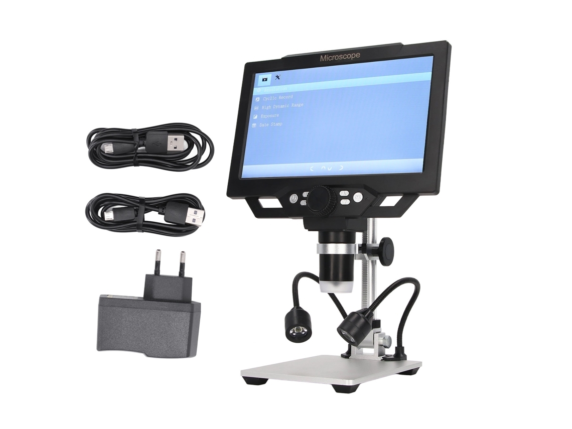 Microscópio Digital 12mp 1600x Com Tela De 9 Polegadas, Microscópio Eletrônico Hd Com Luz Led, 100 240v