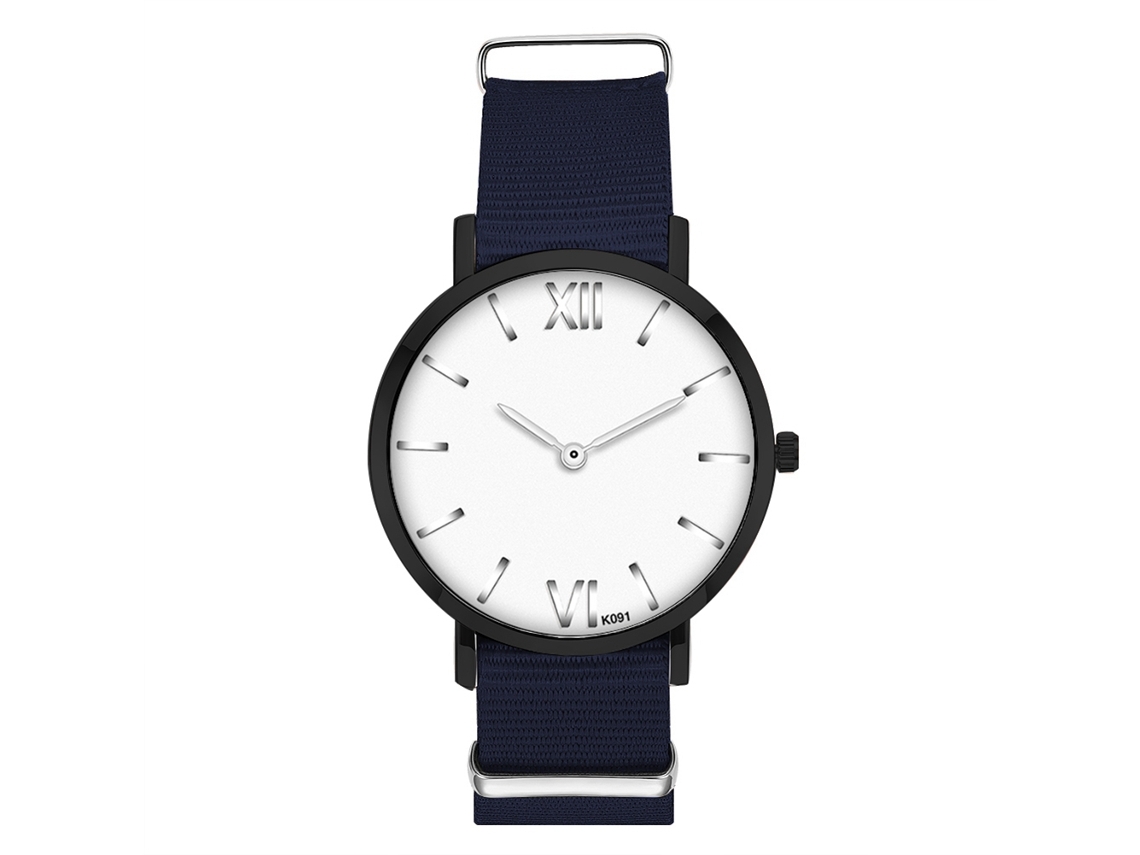 Reloj De Cuarzo Para Hombre Con Correa De Nylon Azul Real Elegante Casual