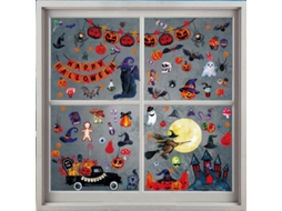Nova Line adesivos de Janela de Halloween com 9 Folhas: Abóbora, Aranha, Fantasma, Bruxa para Decoração de Festa
