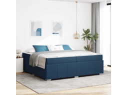 Vidaxl Estrutura Da Cama Com Colchão Azul 200 X 200 Cm Tecido