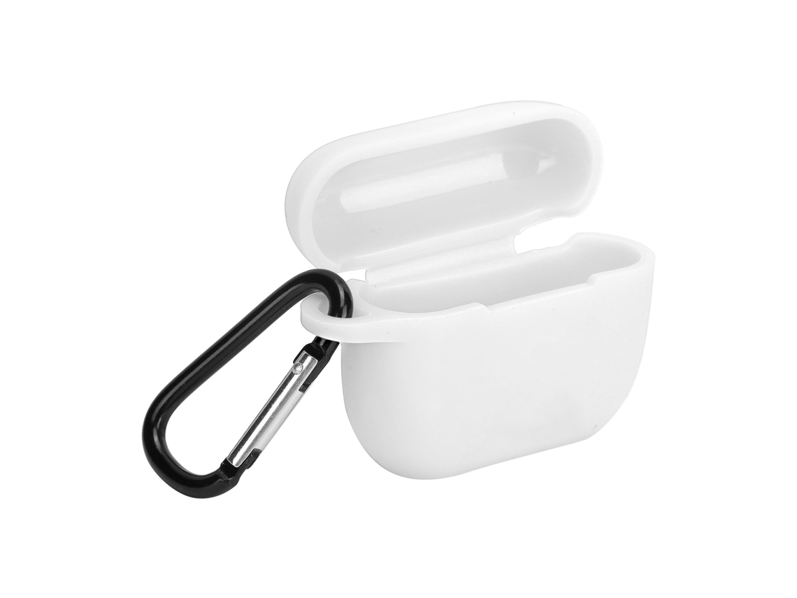 Capa De Silicone Protetora Para Carregador De Fones De Ouvido Bluetooth Ios Earbuds Pro/iii Branco Com Pisca Led Visível E Fivela Portátil