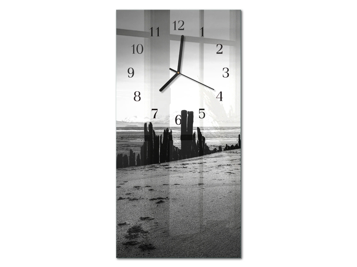Relógio De Parede De Vidro Cinzento Espelharte (30x60 Cm)