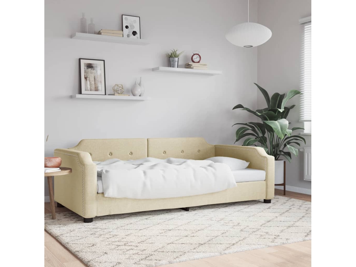 Vidaxl Sofá-cama 80x200 Cm Tecido Cor Creme