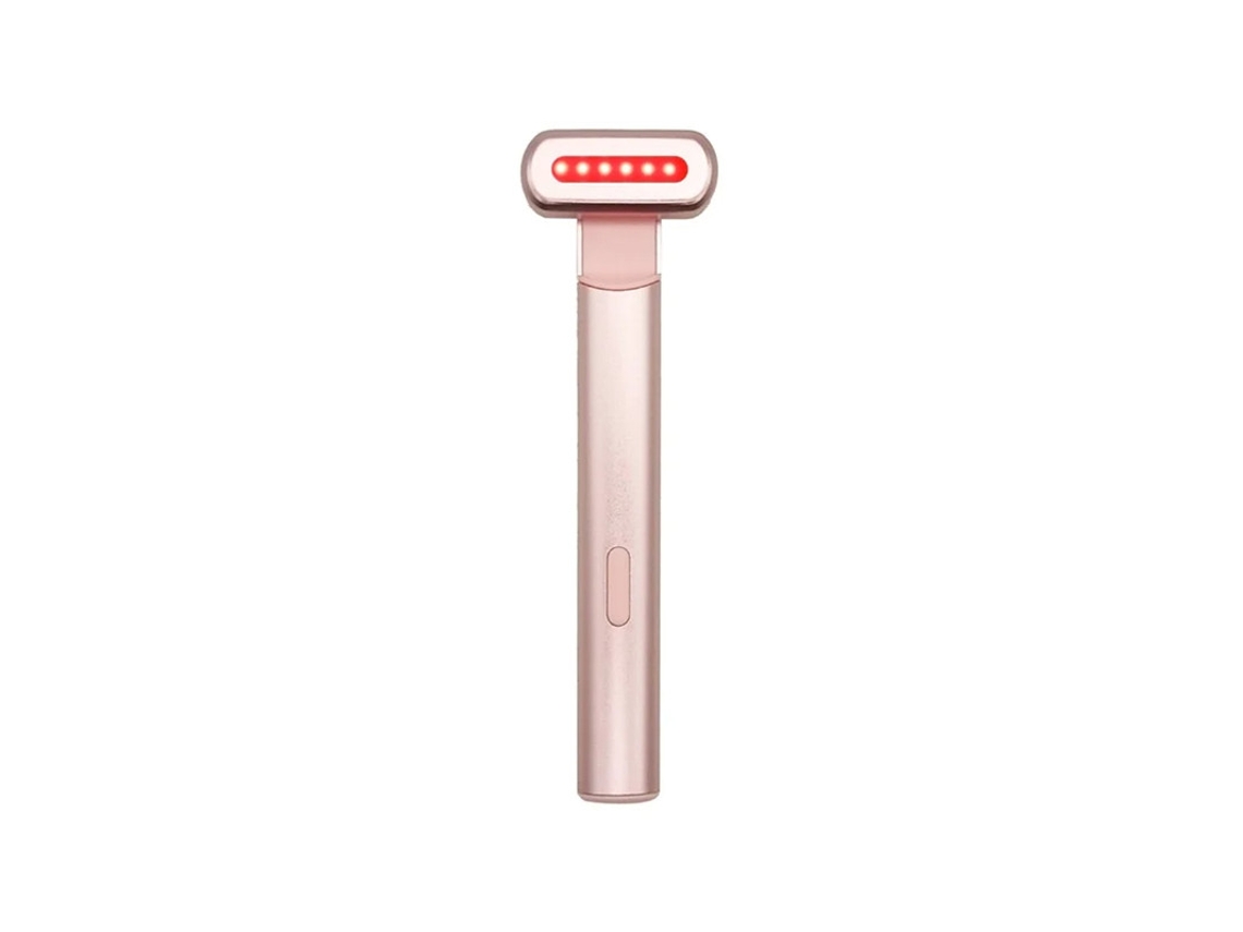 Dispositivo Facial Portátil De Luz Vermelha Led Para Rosto E Pescoço Massagem Por Vibração Rosa Bestvite