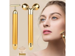 Barra De Beleza 2 Em 1 24k Ouro Massager Facial Com Rolo 3d