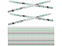 Conjunto de 100 Lápis Madeira Healeved com Estampa Panda, para Meninos e Meninas, Borrachas Coloridas Embutida