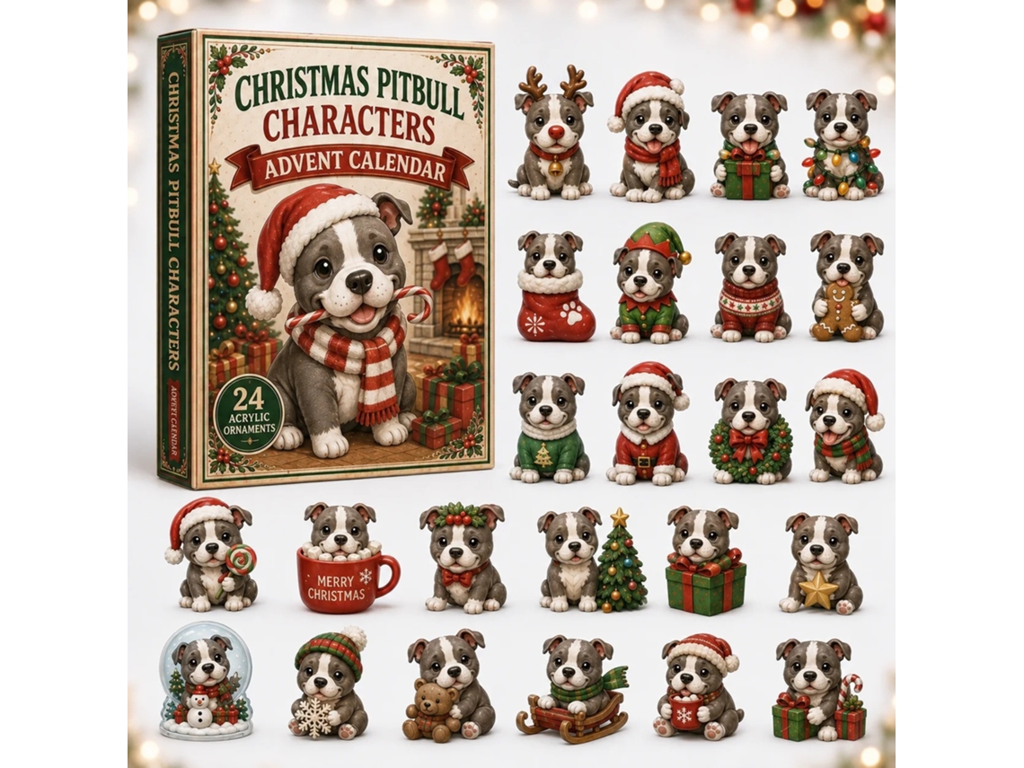 Calendário Do Advento 2d 2026 (pitbulls Com Gorro De Natal)