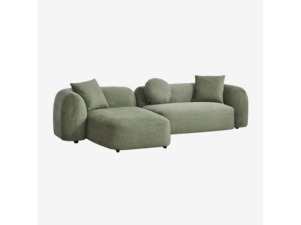 Sklum Sofá Modular Chaise Longue Esquerdo De 2 Peças Em Chenille Coco Poliéster                       Chenille Verde Sálvia