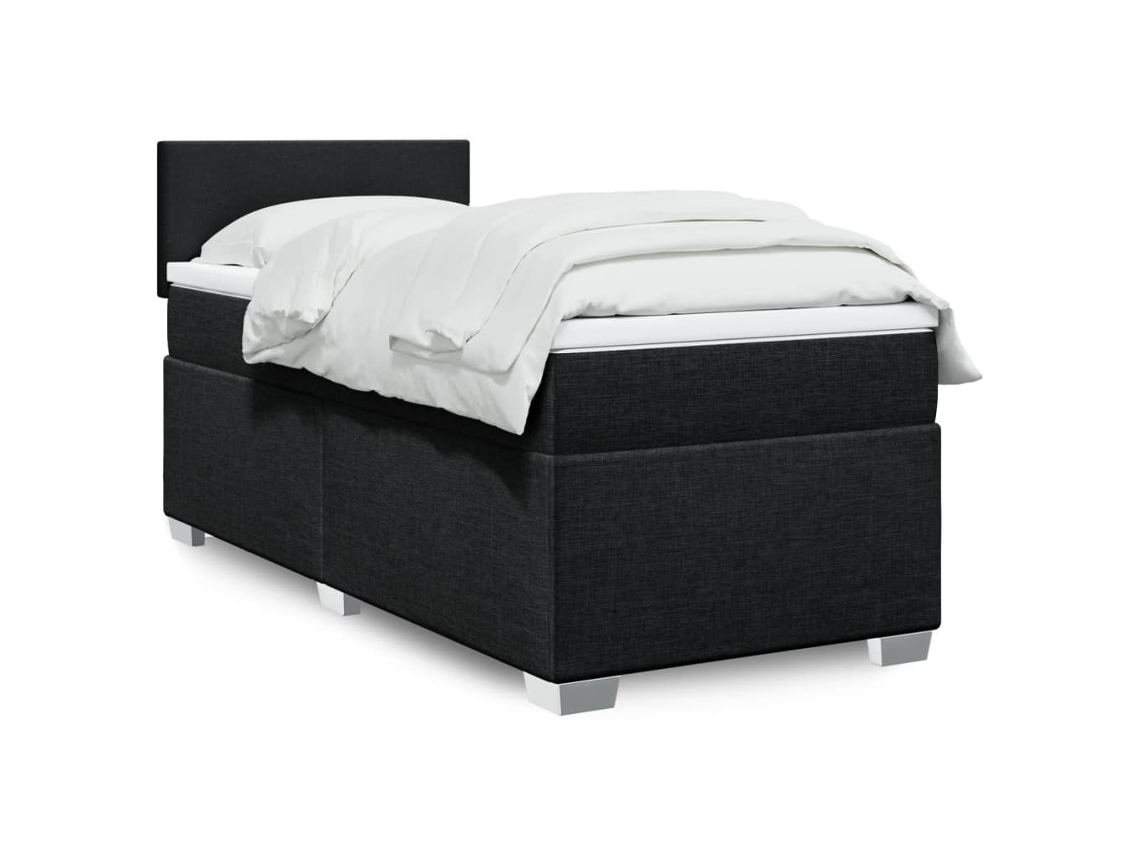 Cama Com Molas/colchão 80x200 Cm Tecido Preto