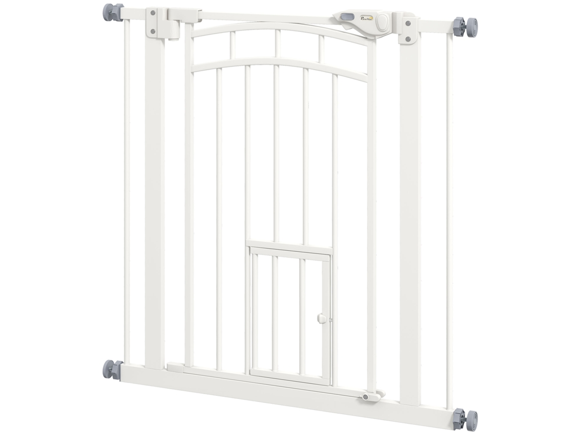 Portão escada pressão para cães, fechamento automático, 74-80cm, branco | S/MARCA