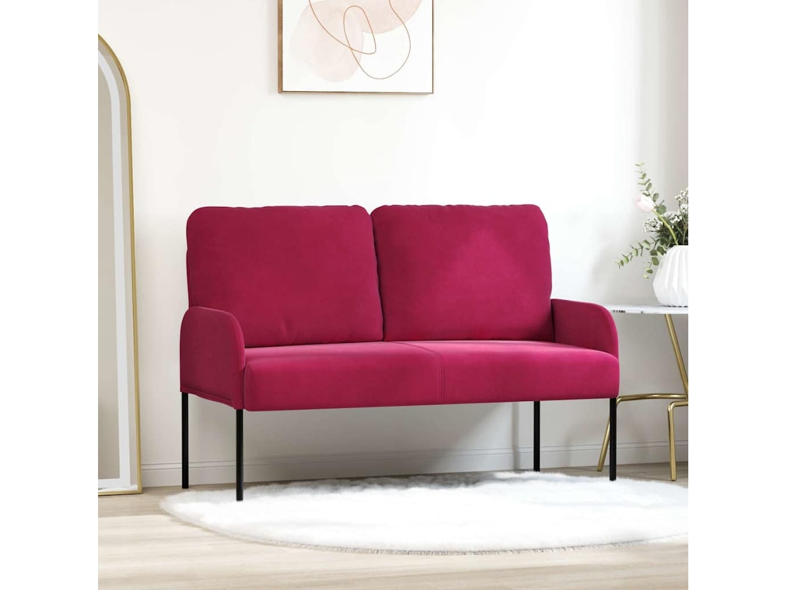 Vidaxl Sofás Com Almofada 110cm Vinho Vermelho Contraplacado