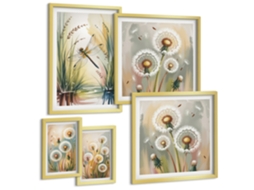 Conjunto De Pinturas Libélulas Florais No Estilo Da Natureza Espelharte (5 Peças)