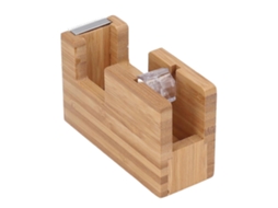 Dispensador de Fita Adesiva Mesa em Madeira Bambu com Cortador para Escritório e Uso Doméstico. GOKOCO