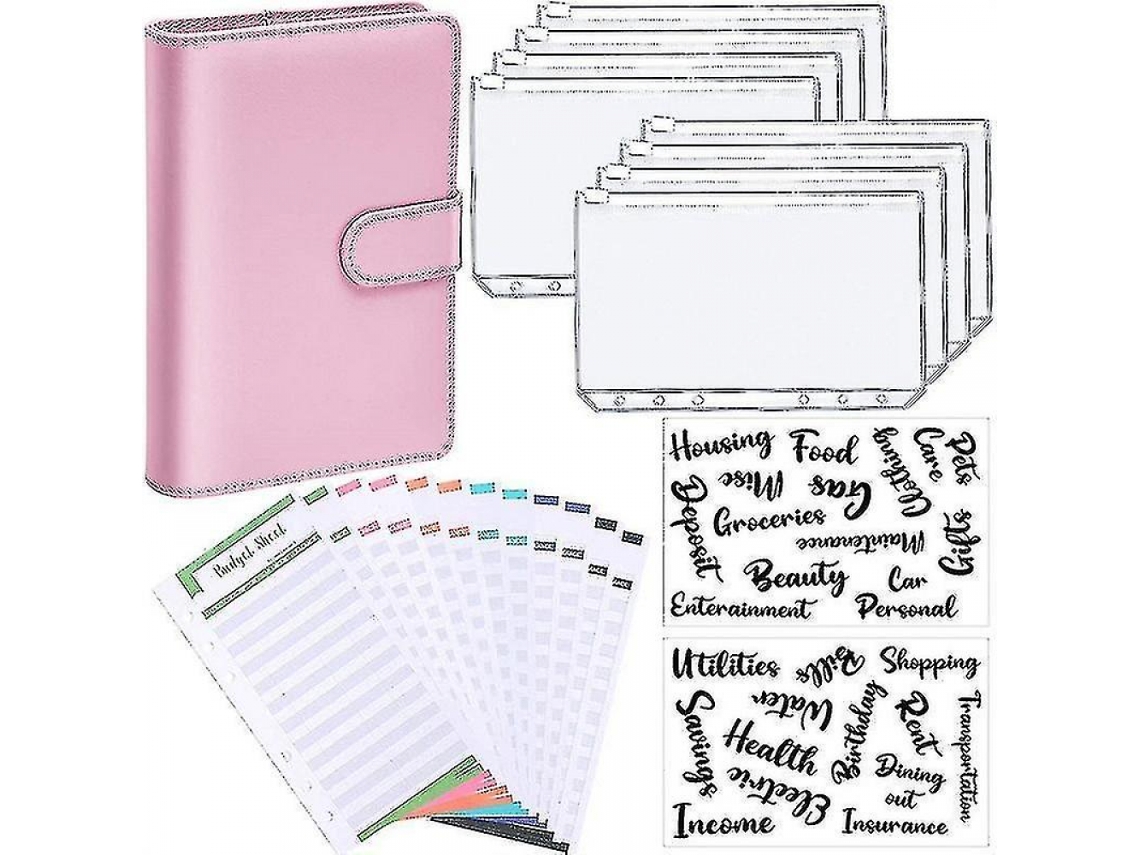 Pasta A6 com Capa para Bloco de Notas e Planejamento Orçamentário, Rosa BRILVIBERA