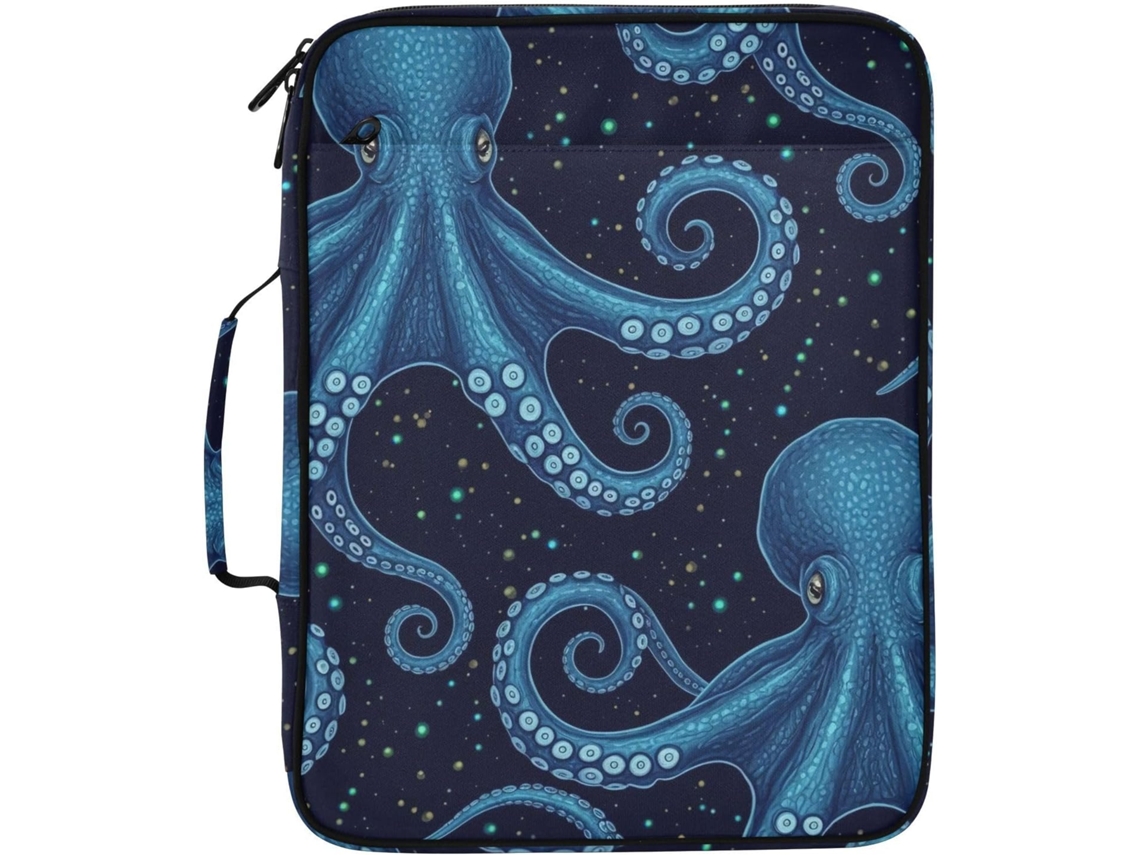 Pasta Organizadora Expansível Com 3-argolas Blue Octopus Ocean, Impermeável E Ideal Escola, Escritório E Viagens