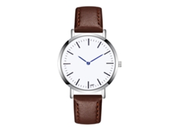 Relógio masculino esportivo para negócios com pulseira de couro, estilo elegante em marrom escuro.