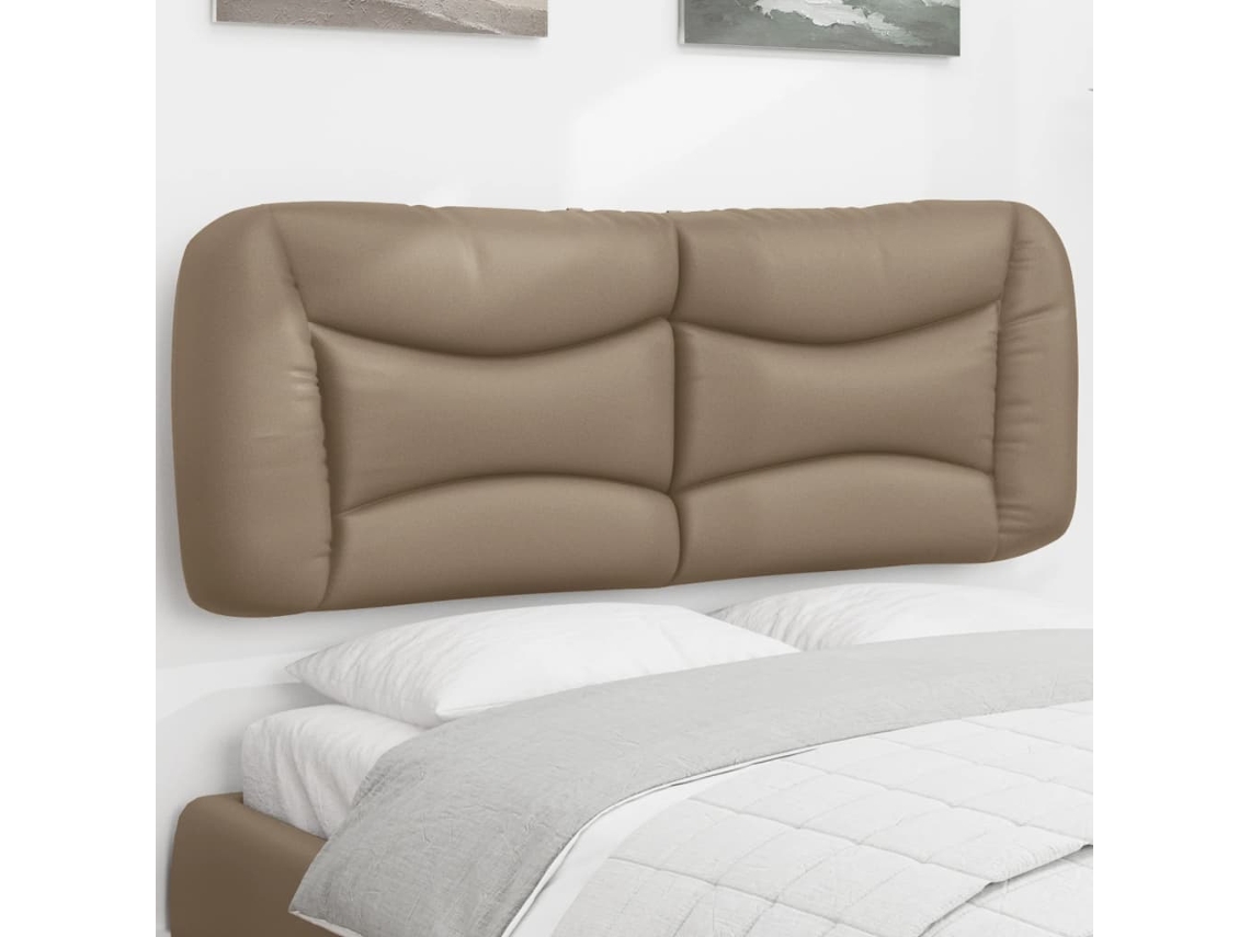 Vidaxl Almofadão De Cabeceira Hvar 140 Cm Couro Artificial Cappuccino