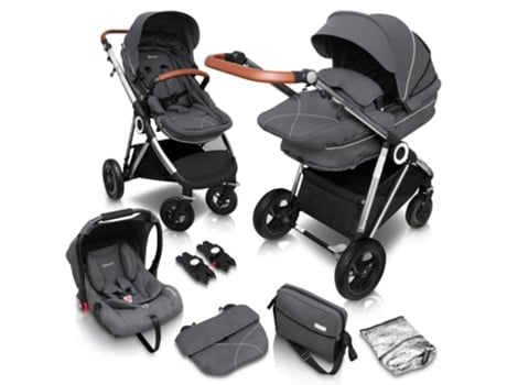 Carrinho De Bebé 3 In 1 Babygo Halime Air Grey (silver Chassi)