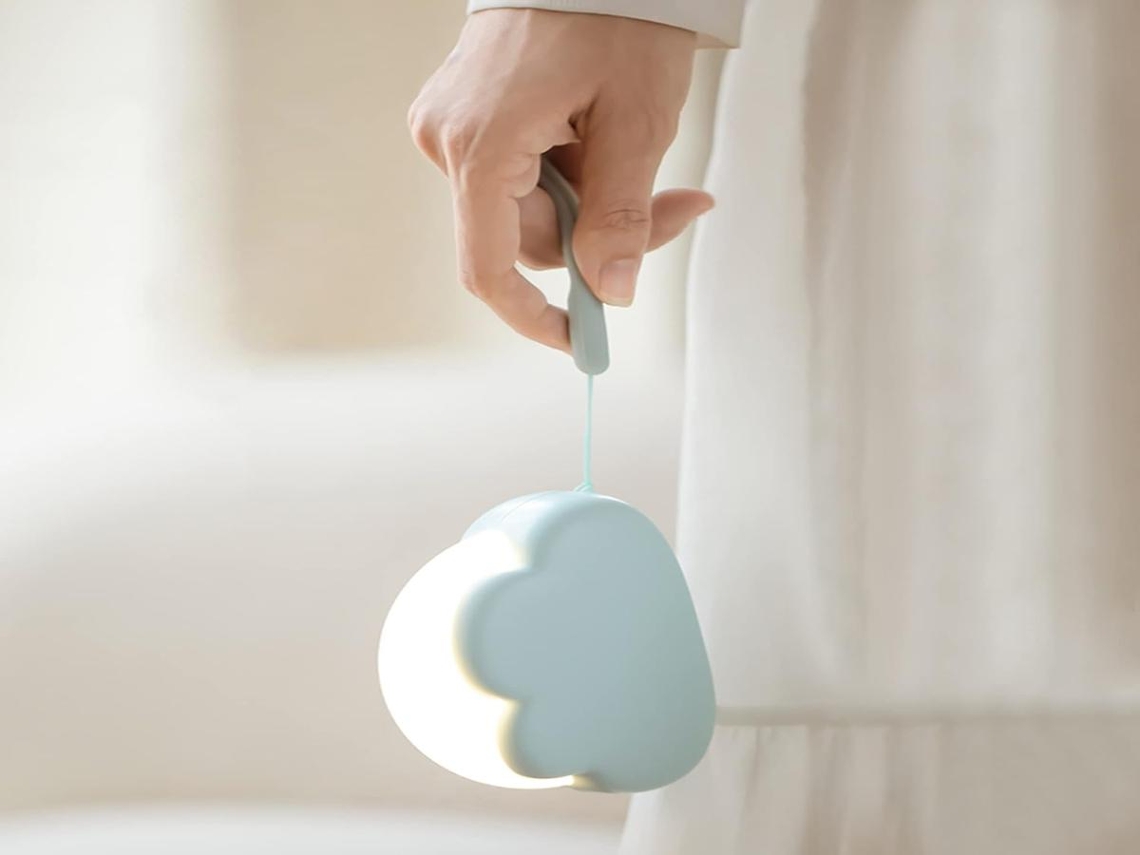 Lurelia Abajur Infantil em formato de nuvem com ponta de silicone, recarregável via USB, portátil e com 50 horas de duração para bebês e crianças.