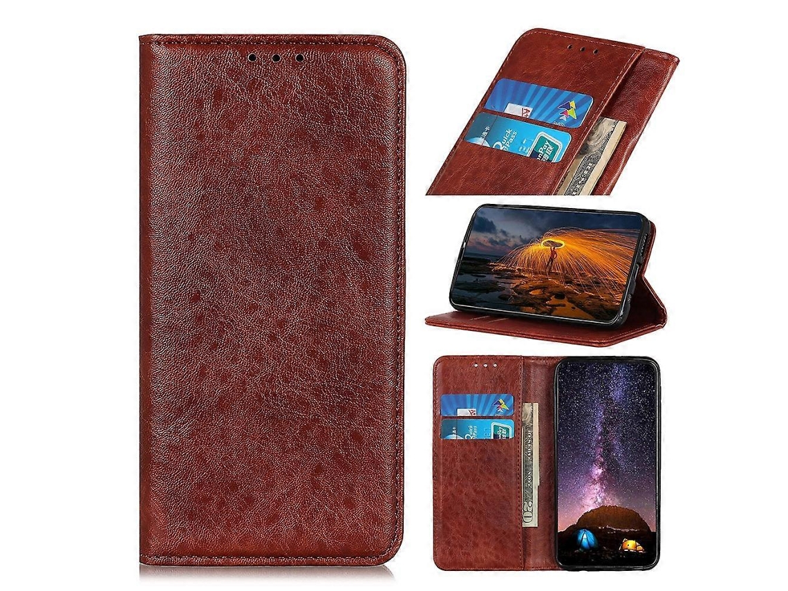 Capa De Couro Com Textura Crazy Horse Para Motorola Moto G30