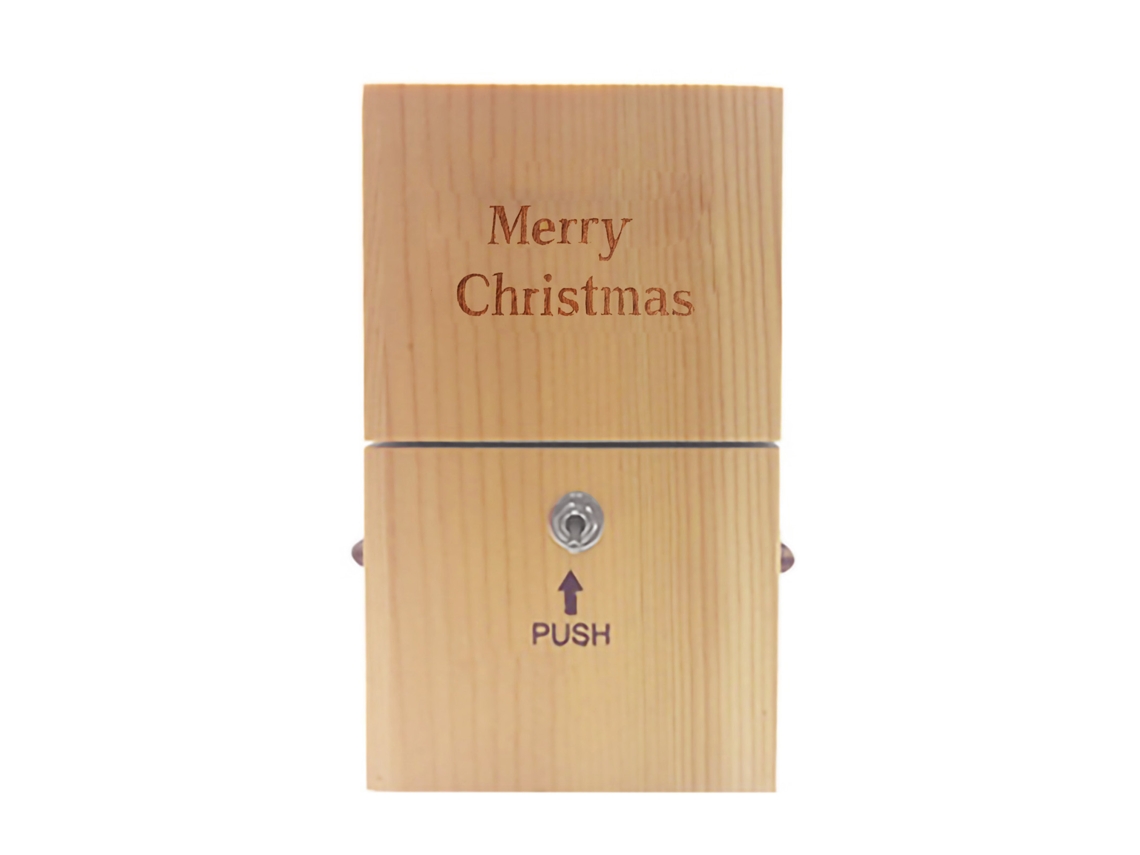 Caja Inútil Descompresión Madera Pino Natural Botones De Metal Para Niños Y Adultos Color Claro Feliz Navidad