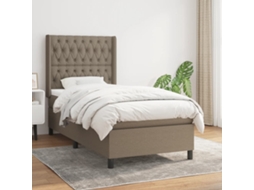 Cama Com Molas/colchão 90x190 Cm Tecido Castanho-acinzentado