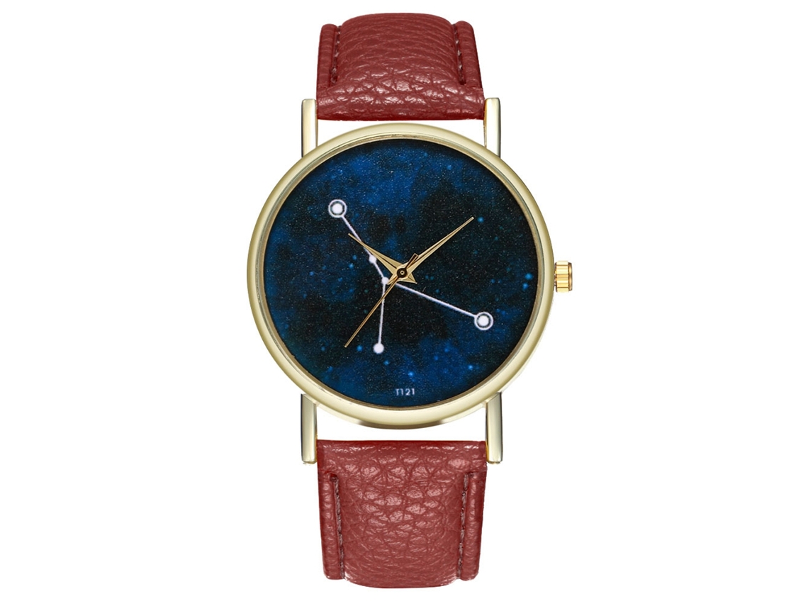 Relógio unissex Zhoulianfa T121-a de quartzo com pulseira de couro marrom, tendência jovem.